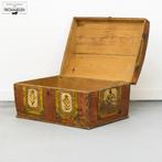 Antieke beschilderde brocante bruidskist kist dekenkist, Ophalen, Gebruikt, 50 tot 100 cm, Minder dan 50 cm