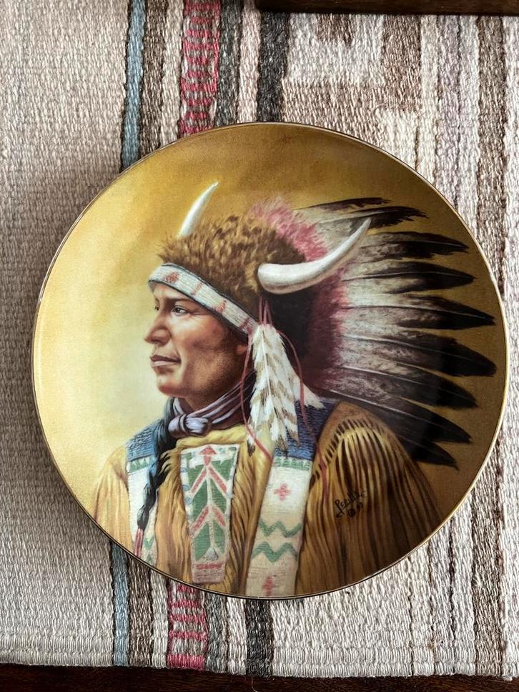 Decoratief bord - Native American Chief, Antiek en Kunst, Antiek | Wandborden en Tegels, Ophalen of Verzenden
