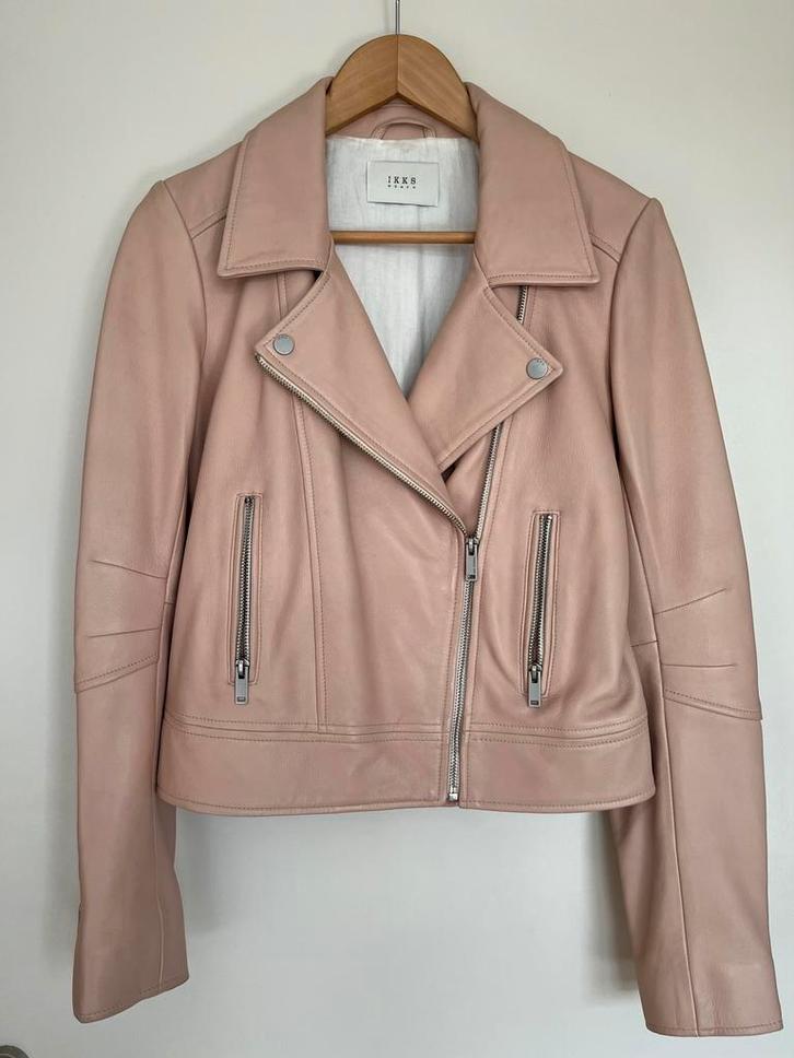 IKKS leren jas S, Kleding | Dames, Jassen | Winter, Zo goed als nieuw, Maat 36 (S), Roze, Ophalen of Verzenden