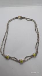 Zilver/Gouden Collier Smaragd 925/750, Gebruikt, Ophalen of Verzenden, Met edelsteen, Zilver