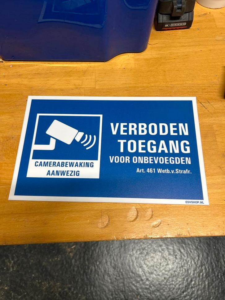 Bord Verboden Toegang - Camerabewaking, Verzamelen, Merken en Reclamevoorwerpen, Ophalen of Verzenden
