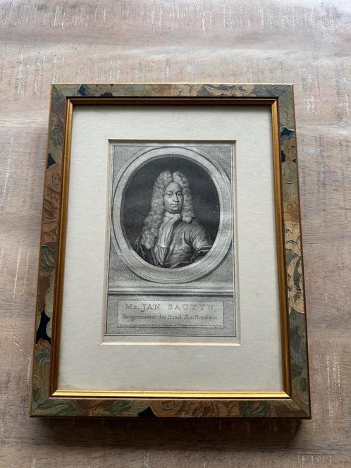 Oude gravure in lijst – Jan Sautyn, Antiek en Kunst, Kunst | Etsen en Gravures, Ophalen of Verzenden
