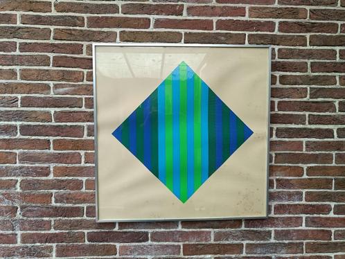 schilderij gekanteld vierkant, ingelijst, Huis en Inrichting, Woonaccessoires | Schilderijen, Tekeningen en Foto's, Gebruikt, Schilderij