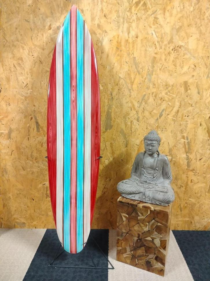 red & blue 150 cm - houten decoratie - wandbord - surfboard, Huis en Inrichting, Woonaccessoires | Wanddecoraties, Nieuw, Ophalen of Verzenden