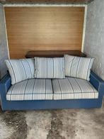 Franse Bedbank blauw/wit bed 190x140, Huis en Inrichting, Slaapkamer | Slaapbanken, Ophalen, Gebruikt, Twijfelaar, Wit