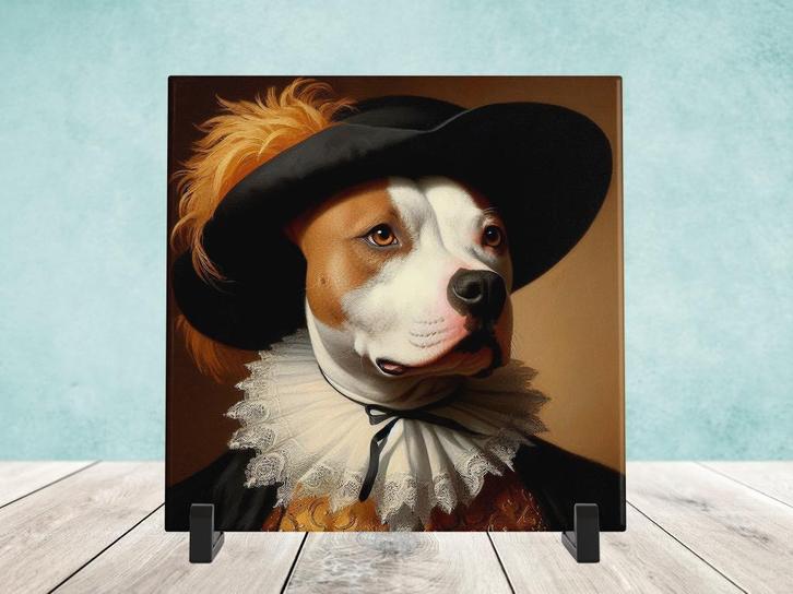 Barok Stijl - American Staffordshire Terrier tegel, Huis en Inrichting, Woonaccessoires | Overige, Nieuw, Verzenden