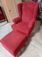 Rode oor fauteuil met bijpassende hocker poef, Minder dan 75 cm, Zo goed als nieuw, 50 tot 75 cm, Ophalen