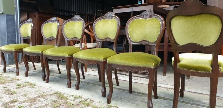 6 klassiek noten Chippendale barok lodewijk eetkamer stoelen, Antiek en Kunst, Antiek | Meubels | Stoelen en Banken, Ophalen
