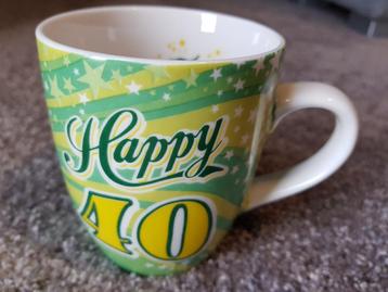 Mok / beker : Happy 40 (nieuw!) beschikbaar voor biedingen