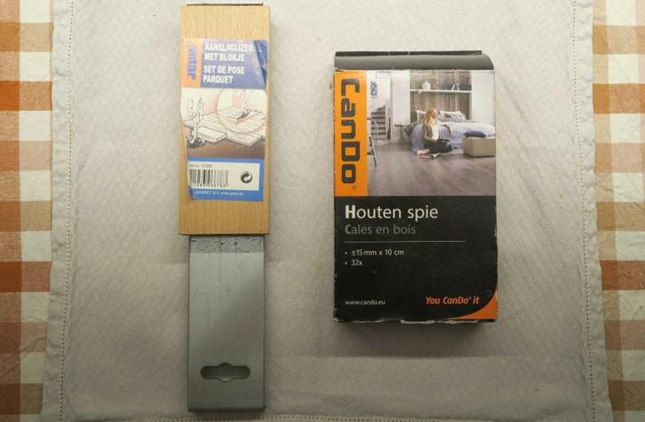 Cando Houten spie en aanslagijzer parket set nieuw, Doe-het-zelf en Verbouw, Vloerdelen en Plavuizen, Nieuw, Overige typen, Hout