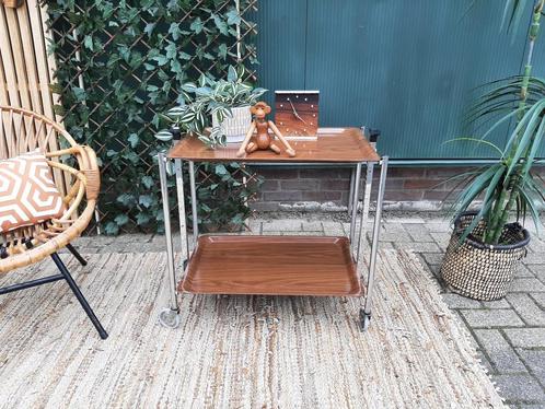 Gerlinol serveerwagen 50 trolley theewagen vintage retro, Huis en Inrichting, Tafels | Bijzettafels, Gebruikt, Rechthoekig, 45 tot 60 cm