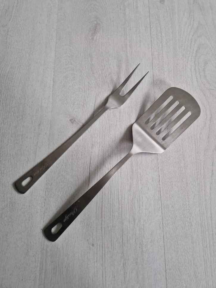 Metalen spatel en vleesvork voor bbq, Tuin en Terras, Barbecue-accessoires, Ophalen of Verzenden