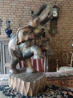 Houten beeld olifant., Verzamelen, Beelden en Beeldjes, Ophalen, Gebruikt, Dier