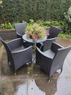 Tuinset: 4 stoelen + inklapbare tafel, 4 zitplaatsen, Kunststof, Gebruikt, Ophalen of Verzenden