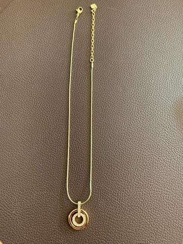 Swarovski ketting met hanger Wit, Goudkleurige toplaag beschikbaar voor biedingen