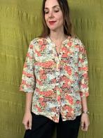 Retro blouse, maat 40/L - bloemetjes motief - 3/4 mouw - 90s, Ophalen of Verzenden, Gedragen, Maat 38/40 (M)