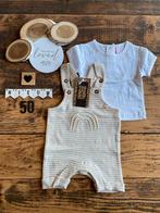 Baby girl zomer setje tuinbroekje beige, t-shirt wit maat 50, Kinderen en Baby's, Babykleding | Maat 50, Ophalen of Verzenden