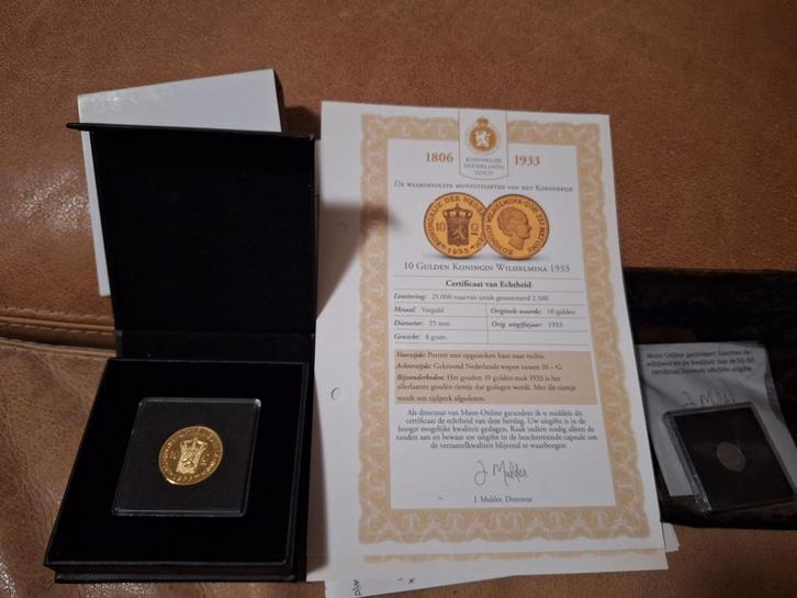 10 Gulden Wilhelmina 1933 - Gouden Tientje plus 10 cent 1938, Postzegels en Munten, Munten | Nederland, Losse munt, 10 gulden