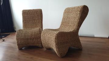 Set van 2 gave, stevige rieten lounge stoelen beschikbaar voor biedingen