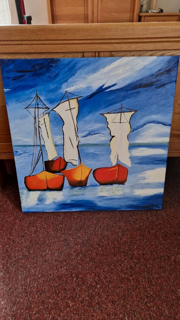 doek olieverf boten opbr.voor stg. Slava Oekraïne Foundation, Huis en Inrichting, Woonaccessoires | Schilderijen, Tekeningen en Foto's