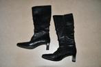 Zwarte lederen warme dameslaarzen - Rieker - maat 37, Hoge laarzen, Zwart, Ophalen of Verzenden, Zo goed als nieuw
