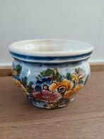 Vintage bloempot Delft, Gebruikt, Rond, Ophalen of Verzenden, Aardewerk