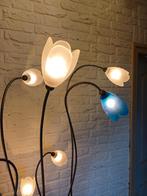 Harco loor design vloerlamp rvs frame 8 witte 2 blauwe tulpe, Ophalen, Zo goed als nieuw, Glas, 150 tot 200 cm