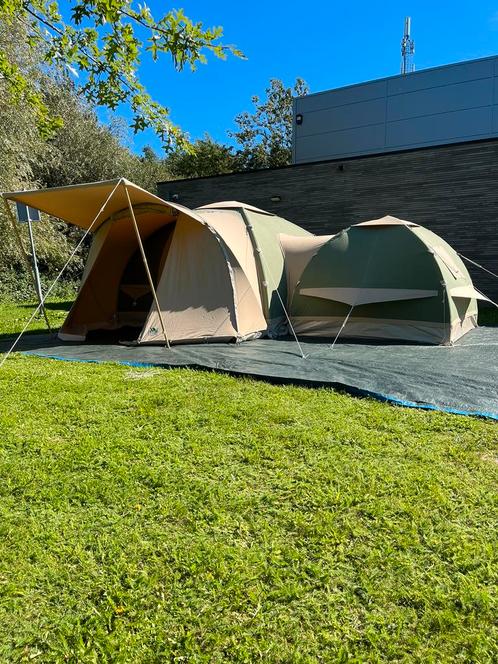 Karsten oppompbare tent Zeegroen Family+ uitstekende staat, Caravans en Kamperen, Tenten, tot en met 5, Ophalen of Verzenden