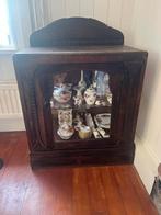 Vintage theemeubel eiken met origineel ‘ster, glas, Antiek en Kunst, Antiek | Meubels | Kasten, Ophalen of Verzenden