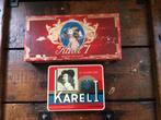 Karel 1 sigarenkistje en blikje., Verzamelen, Ophalen of Verzenden, Gebruikt, Tabaksdoos of Verpakking