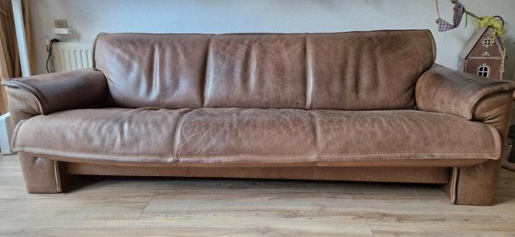 Vintage Leolux jaren 70 leren bank Hugo de Ruiter 760, Huis en Inrichting, Banken | Bankstellen, Gebruikt, 75 tot 100 cm, Ophalen