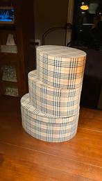 Nest van 3 decoratieve houten opbergdozen in Burberry dessin, Minder dan 50 cm, Minder dan 50 cm, Ophalen of Verzenden, Zo goed als nieuw