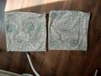 Twee kussenhoezen 45x45 crème groen, Huis en Inrichting, Woonaccessoires | Kussens, Ophalen of Verzenden, Zo goed als nieuw, Groen