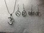 Oorbellen, ketting en armband yoga set 5 stuk, Ophalen of Verzenden, Zo goed als nieuw, Zilver, Overige materialen