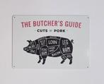 Delen van het varken butchers guide reclamebord van metaal, Info@deconoord.nl, Deco Noord, Nieuw, Ophalen of Verzenden
