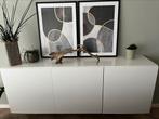 Zwevende kast Ikea Besta hoogglans wit incl glasplaat, Huis en Inrichting, Kasten | Dressoirs, Ophalen, Zo goed als nieuw, 75 cm of meer