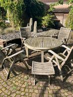 Houten Tuinset met 4 Zitplaatsen, Ophalen, 4 zitplaatsen, Gebruikt, Hocker