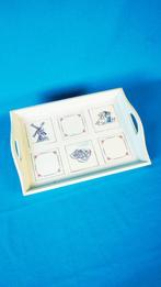 Vintage Dutch-Inspired Wooden Tray | Blue | Detailed, Huis en Inrichting, Verzenden, Gebruikt, Rechthoekig, Hout