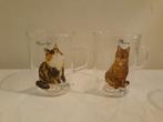 2 glazen (thee) glazen met katten/poes design van Francien., Huis en Inrichting, Keuken | Servies, Glas of Glazen, Nieuw, Ophalen of Verzenden