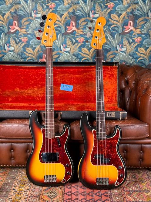 2 x 1966 Fender P-Bass, Muziek en Instrumenten, Snaarinstrumenten | Gitaren | Bas, Gebruikt, Ophalen of Verzenden