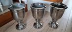 set van 3 zilver kleurige vazen 31 cm hoog en dia 16 cm zgan, Ophalen of Verzenden, Zo goed als nieuw, Aardewerk of Porselein