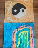 Schilderijen te koop 1 x yin yang 1x regenboog, Ophalen of Verzenden
