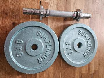Gewichten 2x 6kg dunbell stang en bar beschikbaar voor biedingen