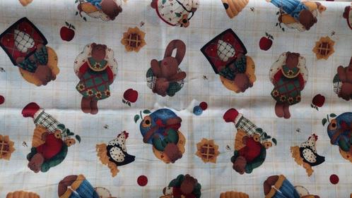 quiltstoffen Leslie Beck teddyberen en kippen sr 58 € 4,50, Hobby en Vrije tijd, Stoffen en Lappen, Nieuw, Katoen, 120 cm of meer