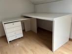 Bureau (wit) met sidetable en ladenblok, Ophalen, Zo goed als nieuw, Bureau