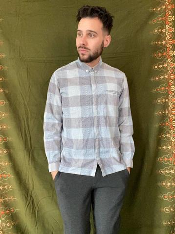 Vintage shirt / overhemd - bruin / beige - katoen - M/medium beschikbaar voor biedingen