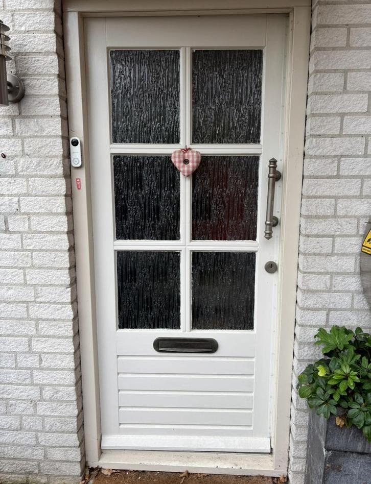 Buitendeur voordeur hardhout  211,5 x 93 x 4 met glas, Doe-het-zelf en Verbouw, Deuren en Horren, Zo goed als nieuw, Buitendeur