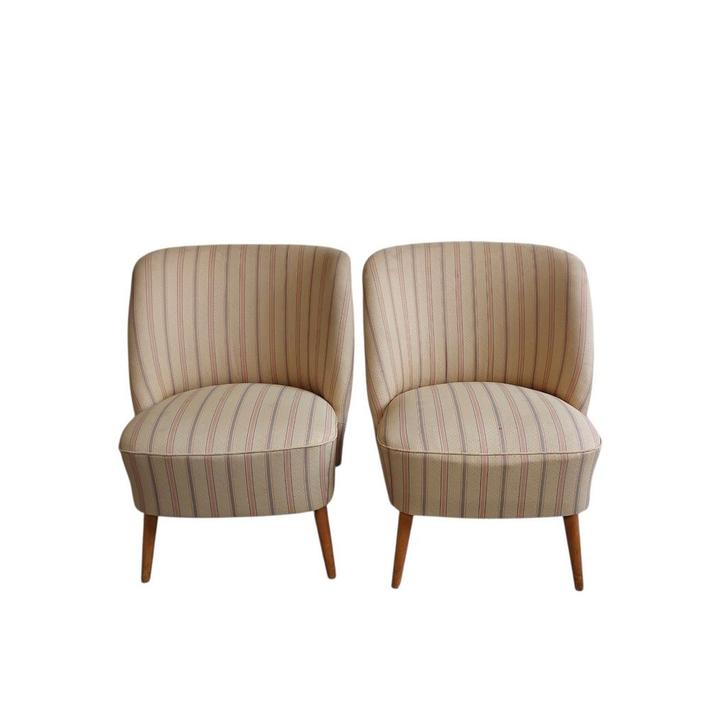 2 x vintage cocktail stoel (setprijs), Huis en Inrichting, Fauteuils, Gebruikt, Hout, Stof, 50 tot 75 cm, Minder dan 75 cm, Ophalen