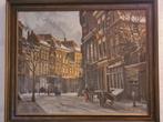 Groot olieverfschilderij - Straat aanzicht - Willem Heykoop, Antiek en Kunst, Ophalen of Verzenden