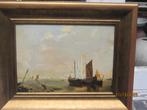 Mooi Kust/Zeegezicht Schepen, met Man met Sleepnet, Ophalen of Verzenden